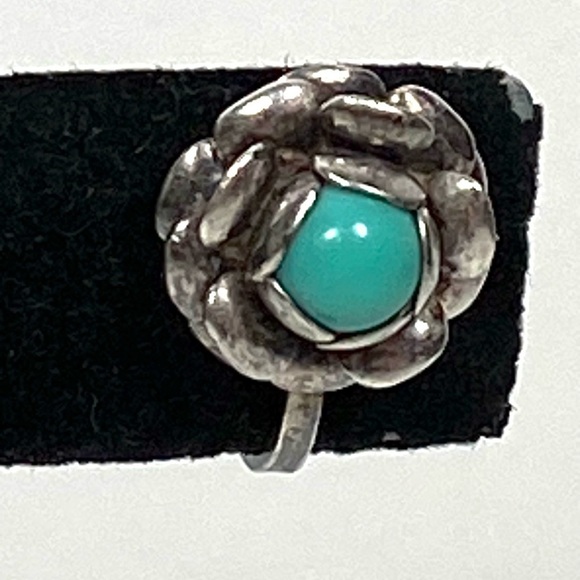 Sterling Silver Earrings Screw Backs Flowers Huggies Blue Insert 3.04g Vintage - Picture 8 of 14